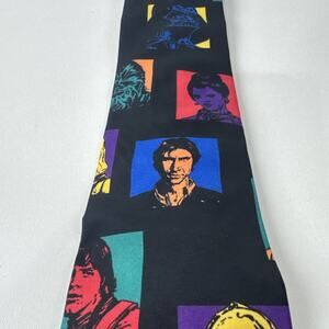 Vintage Star Wars 1997‎ Ralph Marlin Tie Yoda, Chewy, Vader, R2D2, C-3PO Necktie